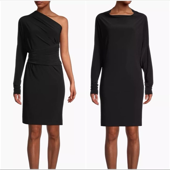 NWT Norma Kamali All In One Black Stretch Dress Convertible Long Sleeve Size XL - Picture 1 of 8